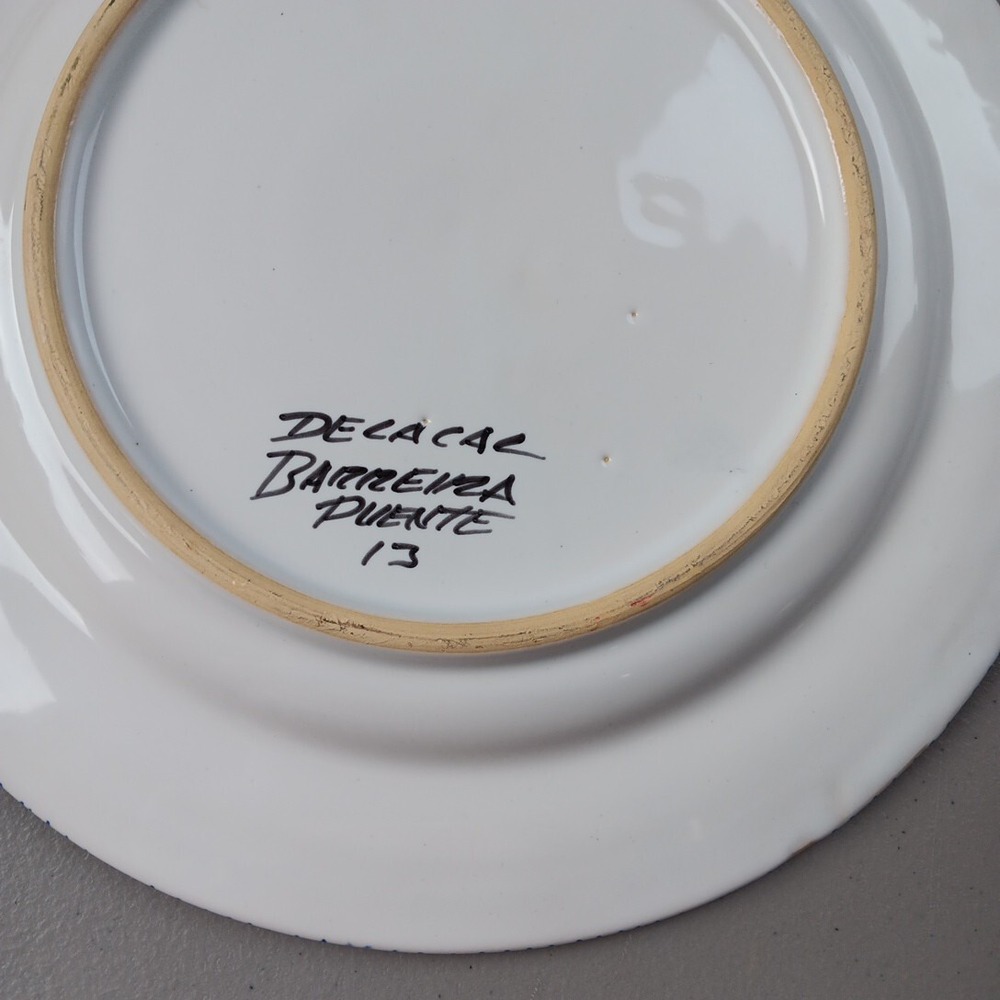 De-La-Cal-Barreira-Puente Spain Handmade Ceramic Pottery Plate Artsy Peasant VTG - Picture 5 of 7